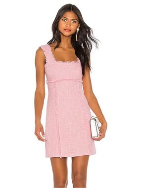 Likely Pink Tweed Square Neck Mini Dress
